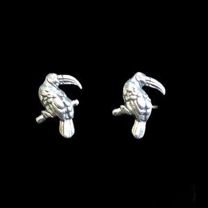 Sterling Silver 925 Tiny Stud Toucan Bird Earrings‎ USA Made Surgical Steel Post